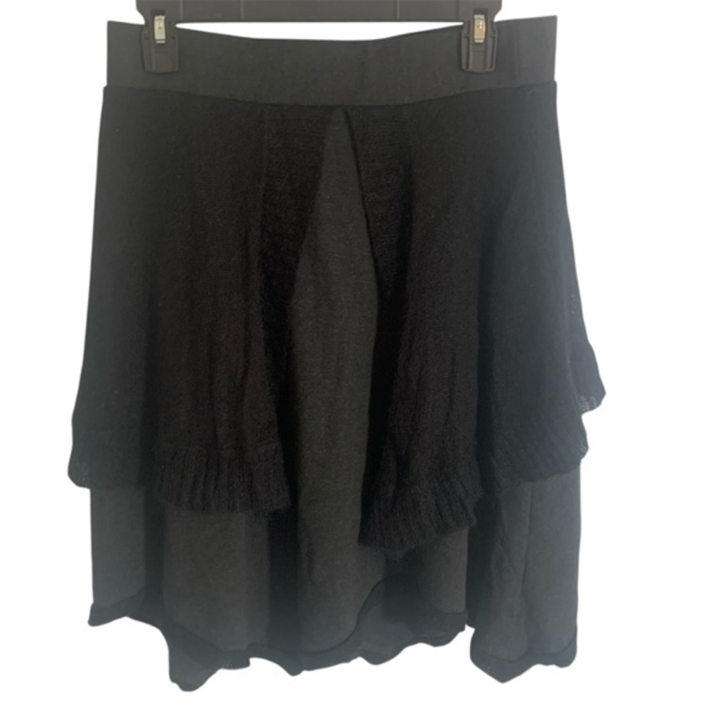 Free People Black Layered Asymmetrical Women's Skirt wool Size Small Witchy